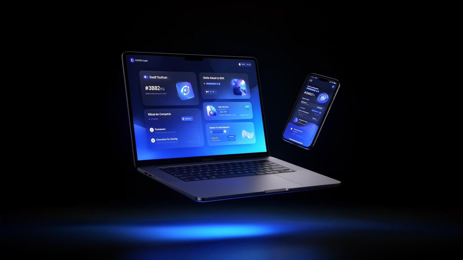 Notebook e celular exibindo dashboards modernos criados pela SharkHub